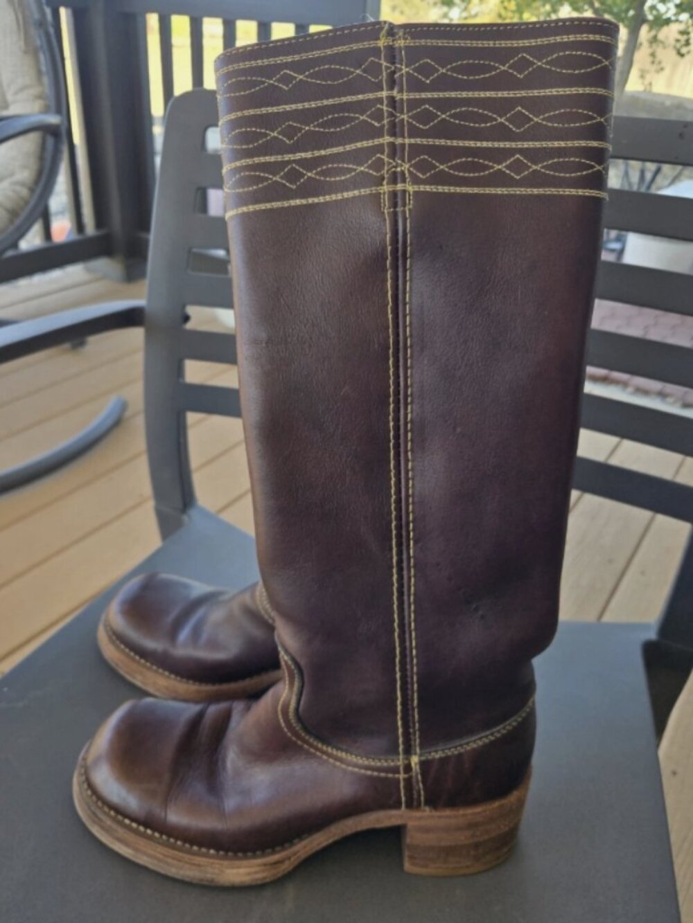 BLACK LABEL 1960s Frye Vintage Brown Leather Campus Western Tall Kneehigh Boot - Picture 2 of 2